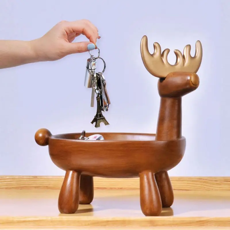 

Resin Storage Tray Creative Deer Entrance Key Plate Jewelry Display Stand Desktop Cosmetic Organizer Home Living Room Decor