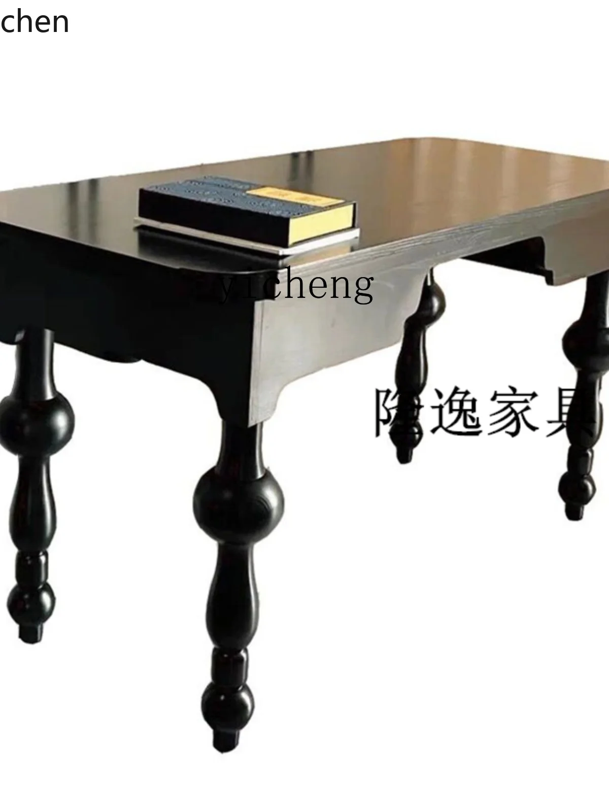 YFY Retro Solid Wood Desk Small Apartment Living Room Black Knight Simple Writing Desk Classical Storage
