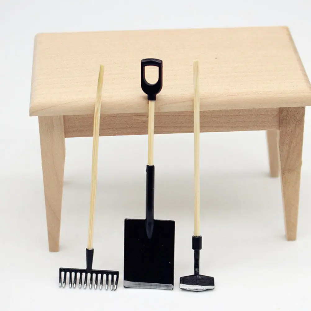 

3 набора миниатюрных садовых инструментов для декора сцен миниатюрного дома, аксессуары для миниатюрной фермы