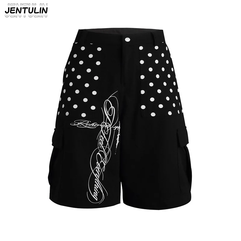 

Hip Hop Polka Dot Full Print Punk Cropped Pants Summer Jazz Dance Pants Versatile Hanging Feeling Slimming Y2k Wide Leg Pants