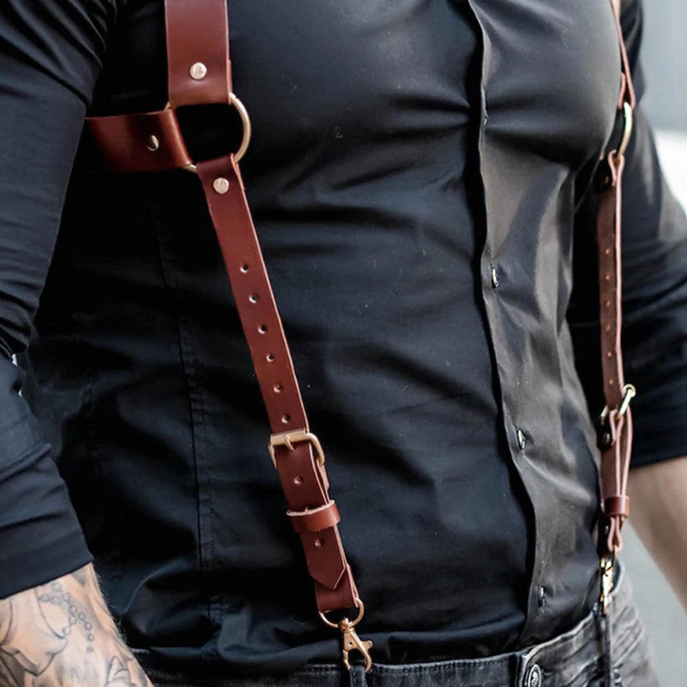 Men Harness Gay BDSM Pu Leather Studded Decor Harness Adjustable BDSM Clothing Fetish Clothing Erotic Costume chest harness