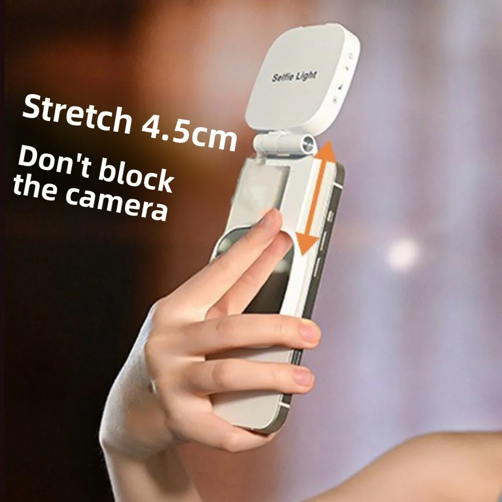 360 °   Lampu Selfie Magnetik Putar dengan Cermin Rias 3 Warna Lampu Pengisi Daya Ponsel Isi Ulang Dapat Dilepas