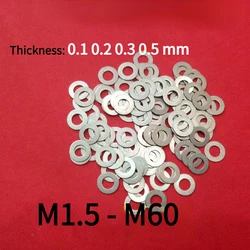 50pcs M1.5 - M8 304 Stainless Steel Ultra Thin Flat Washer Ring Precision Clearance Gasket for Shaft 0.1 0.2 0.3 0.5 1.0 mm