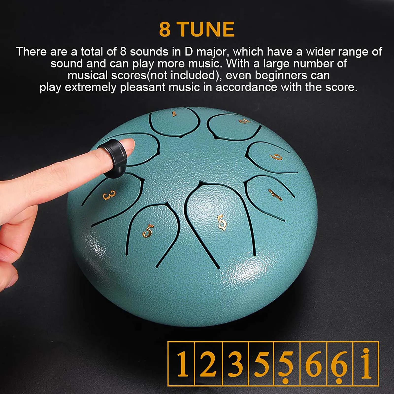 8 Tune Percussion Musical Instrument 6 Inch Steel Tongue Drum For Beginner Tune Hand Drum Pad Sticks Carrying Bag Percussion