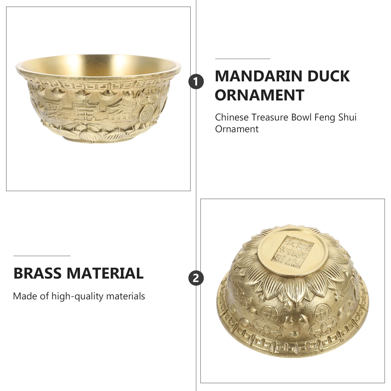 

Brass Treasure Basin Decor Feng Shui Home Office Desktop Ornament Chinese Style Tabletop Adornment Kitchen Bar Decor