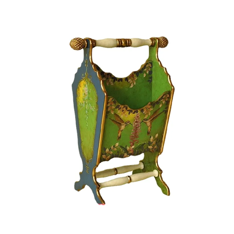 Vase Home Copper Ceramic French Country European Luxury Golden Green Hand Painted Newspaper Rack Villa Craft New Chinese Style