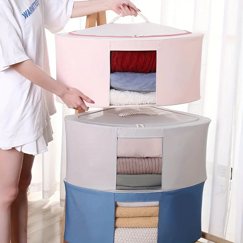 

Waterproof Oxford Cloth Corner Box Fan-Shaped Folding Storage for Clothing Toys Moisture-Proof Fabric Organizer
