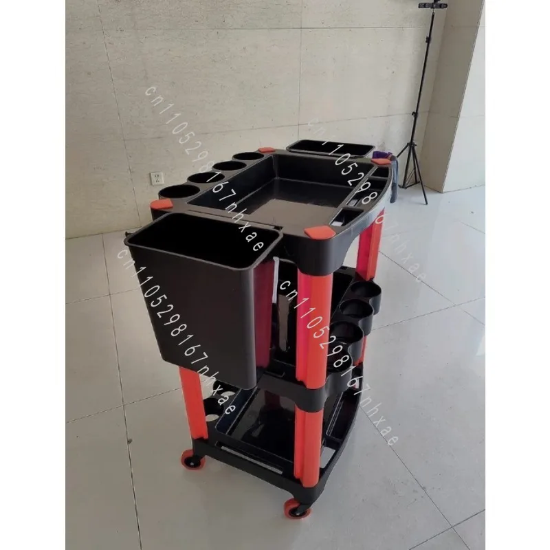 Portable Workshop Trolley for Makeup Artists, Car Washing & Home Garage Heavy-Duty 3-Shelf Beauty Tool on Casters
