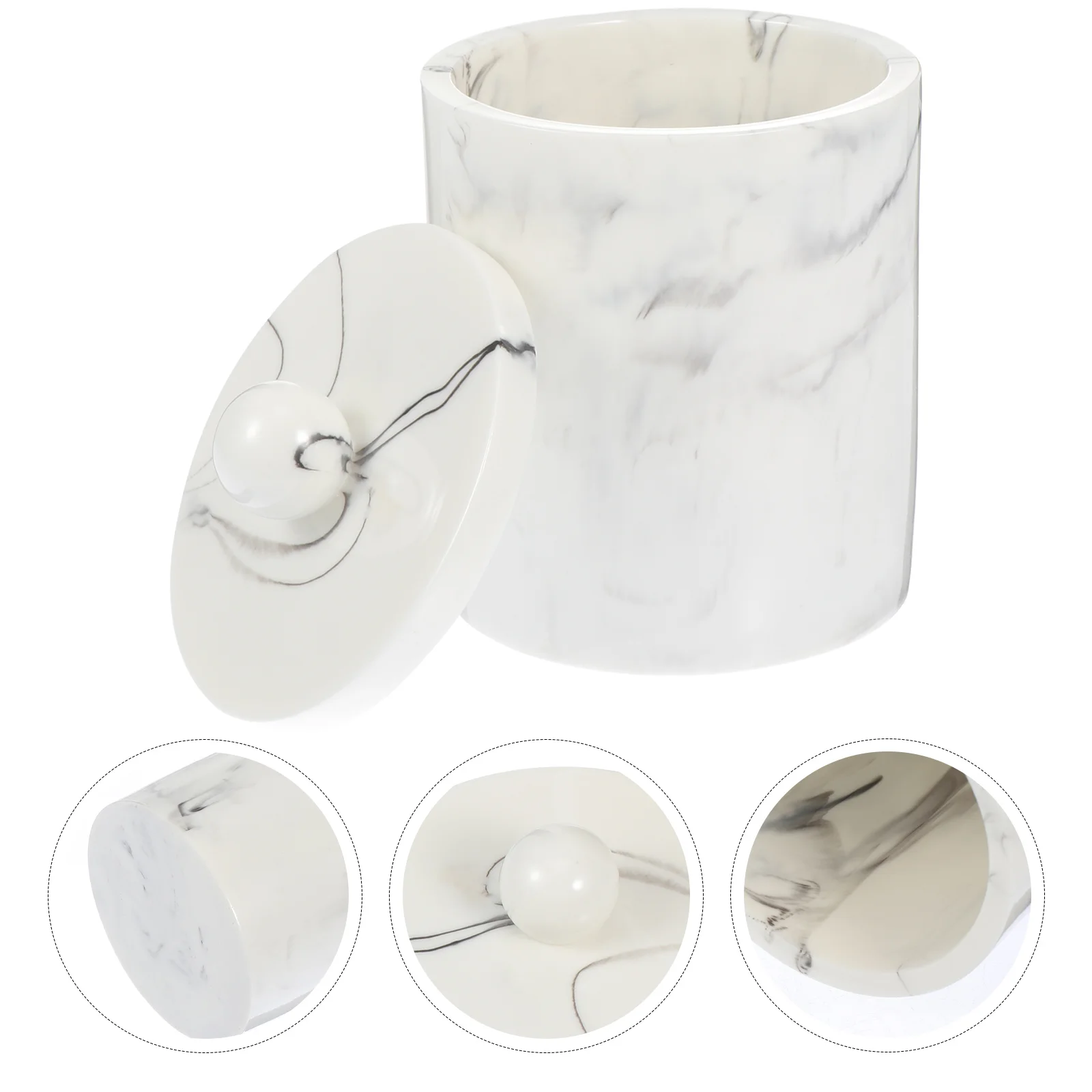 Marble Cotton Swab Box Toothpick Organizer Container Storage Case Pad Holder Resin Swabs