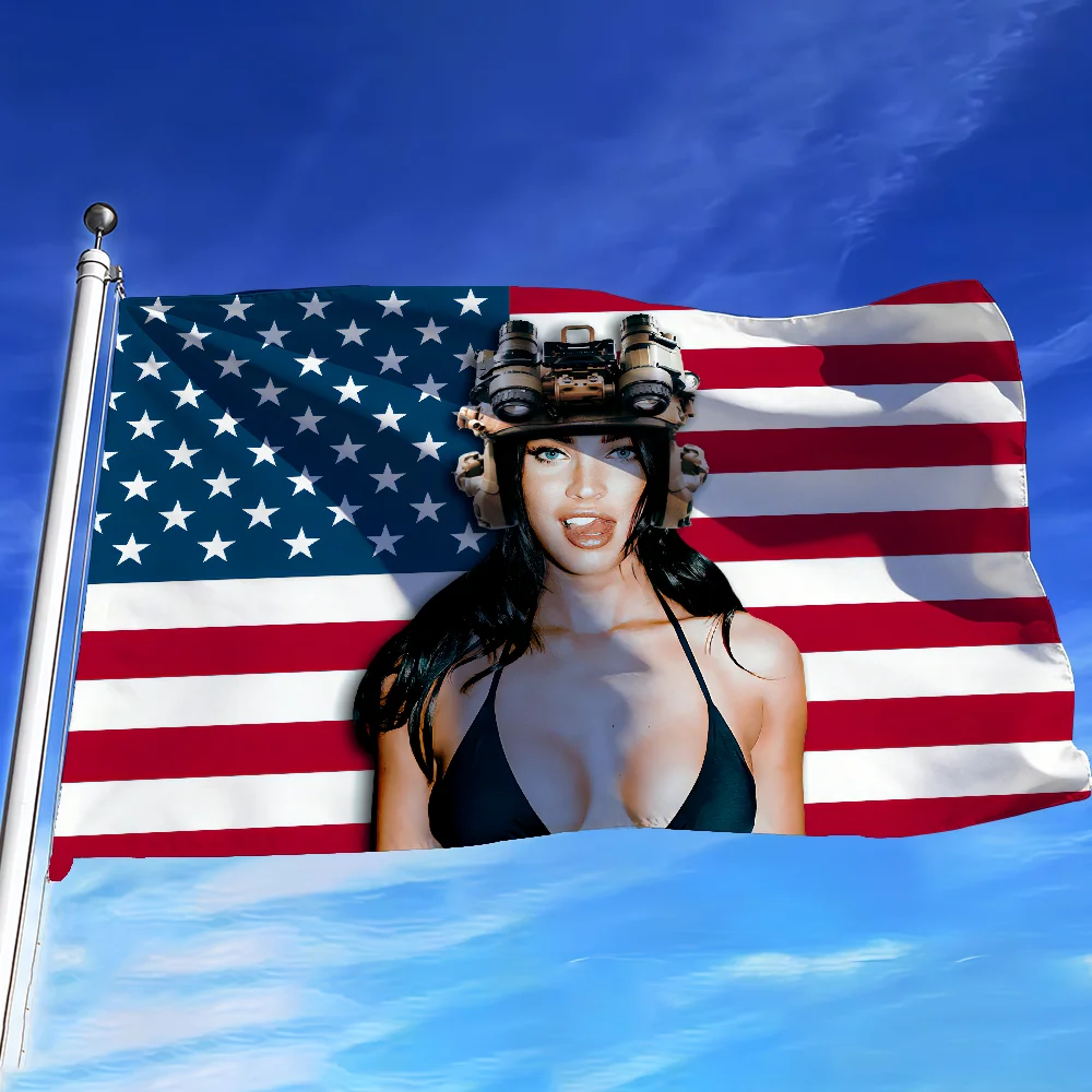 Actress M-Megan F-Fox American flag For Camping Party Picnic Studio Booth Background Wall Interior Decoration Banner