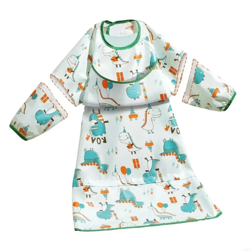 Baby Weaning Bib With Adjustable Straps And Waterproof Design For Mess Meals Suitable For 0 To 2 Years Old A2UB