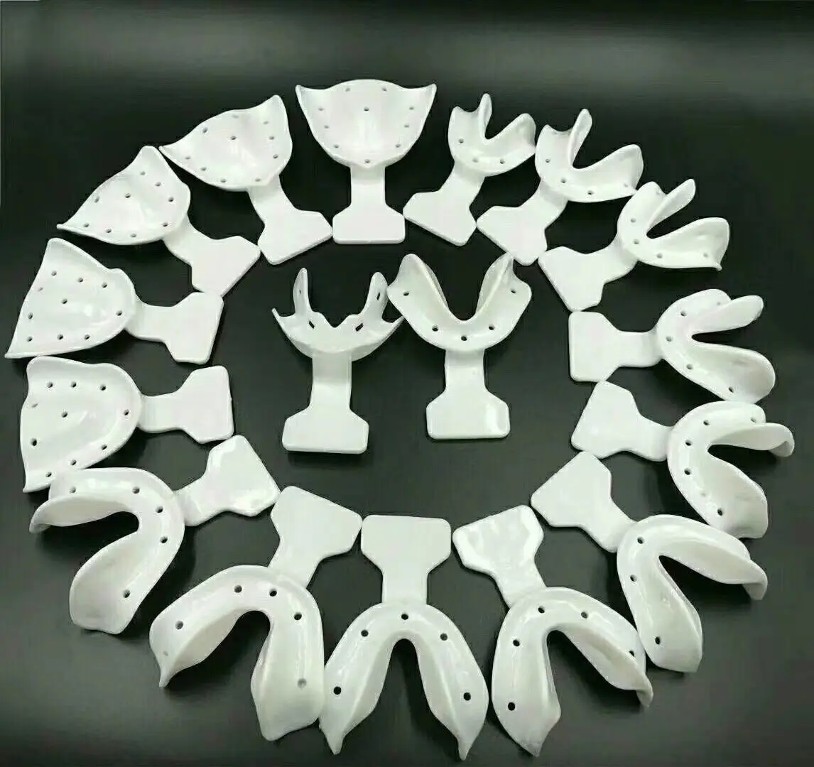 17pcs/set Dental Edentulous Jaw Impression Trays Old Aged Frame Cut Back 1 Set Dental Plastic Impression Tray