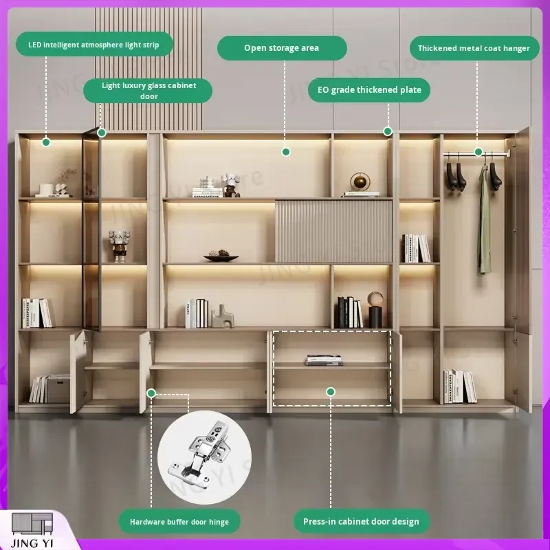 Modern 4-Drawer Lockable File Cabinet Storage Cabinet for Office Home Study Room Bookshelf Organizer with Adjustable Shelves