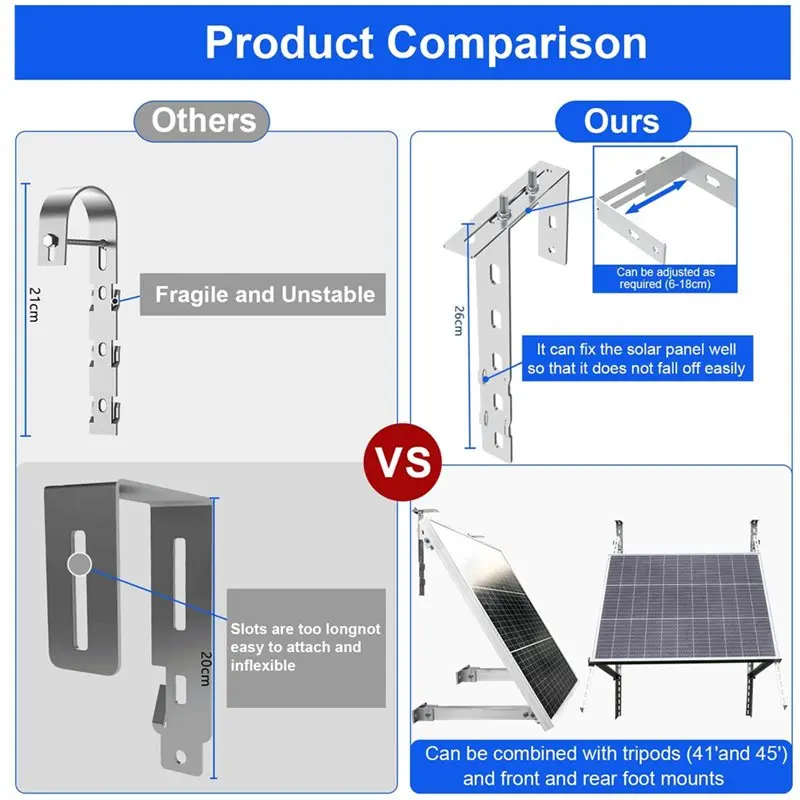 A98Z Solar Panel Mounting Hook Adjustable Bracket For Photovoltaic Panels For Balcony PV System Installation