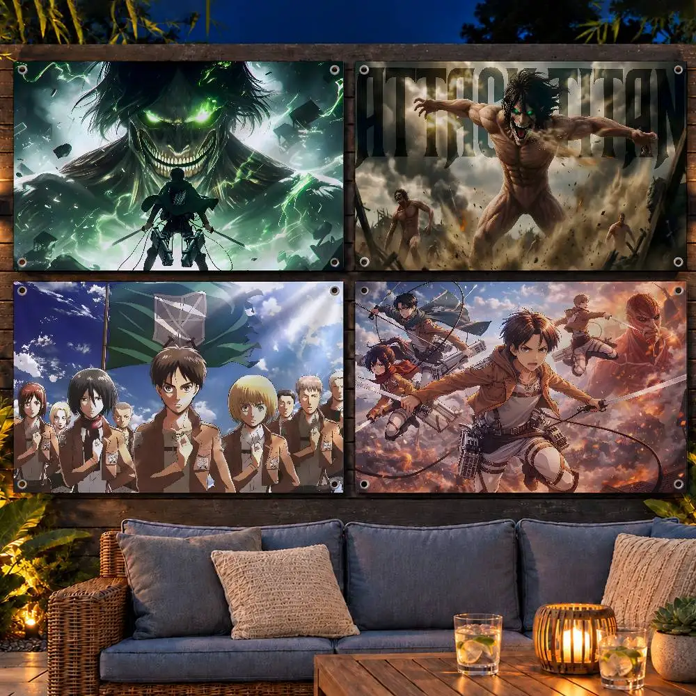 Trending Anime Attack on Titan Flag Banner Tapestry For Party Outdoor Garden Yard Home Decor