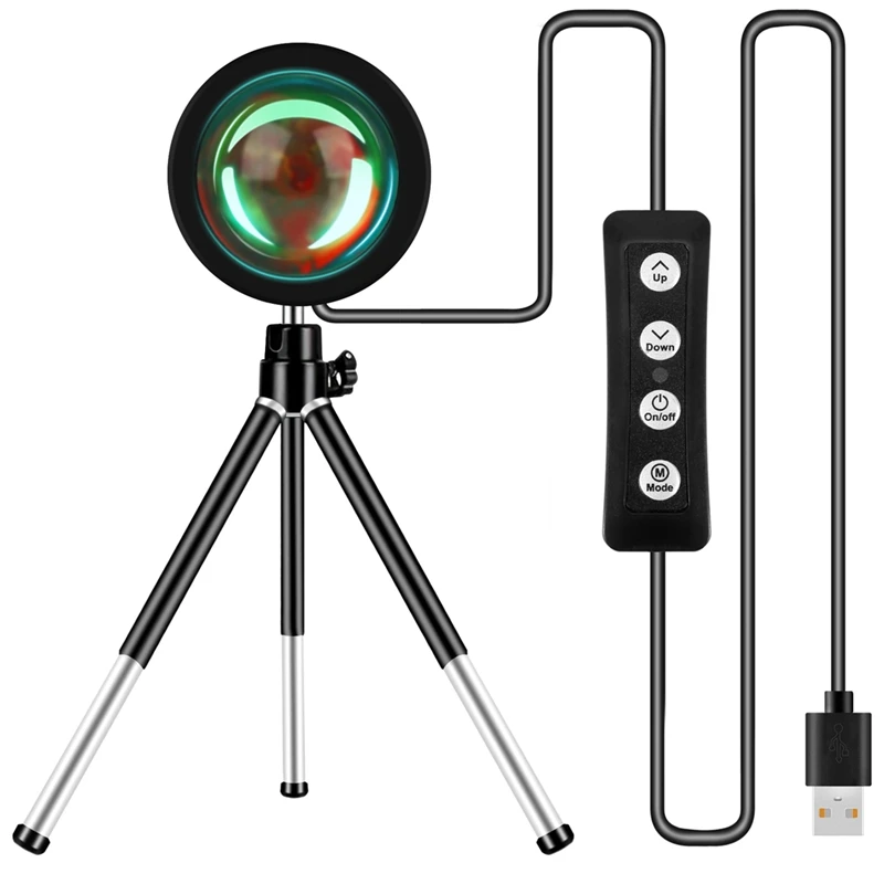 

New RGB Sunset Projection Atmosphere Lamp LED Night Lights,USB Projector Photography Lamps 360° Tripod For Home Room Studio