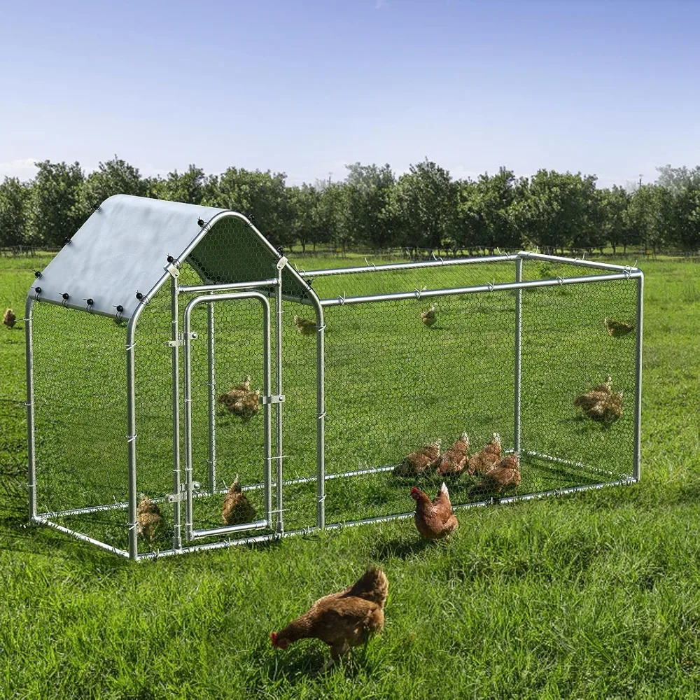 

Metal Large Chicken Coop, Capable of Accommodating 6-10 Chickens, with A Waterproof and UV Resistant Walk-in Chicken Coop