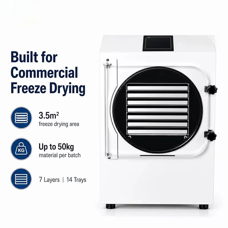 Customized Large Capacity 50kg Commercial Vacuum Freeze Dryer 14 Tray Shelves Lyophilizer for Fruits Meats Pet Food