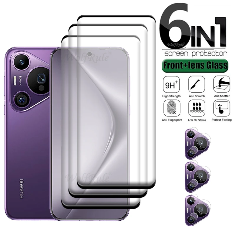 6-in-1 For Huawei Pura 70 Pro Glass For Huawei Pura 70 Pro Glass 9H Full Curved Screen Protector Huawei Pura 70 Pro Lens Glass