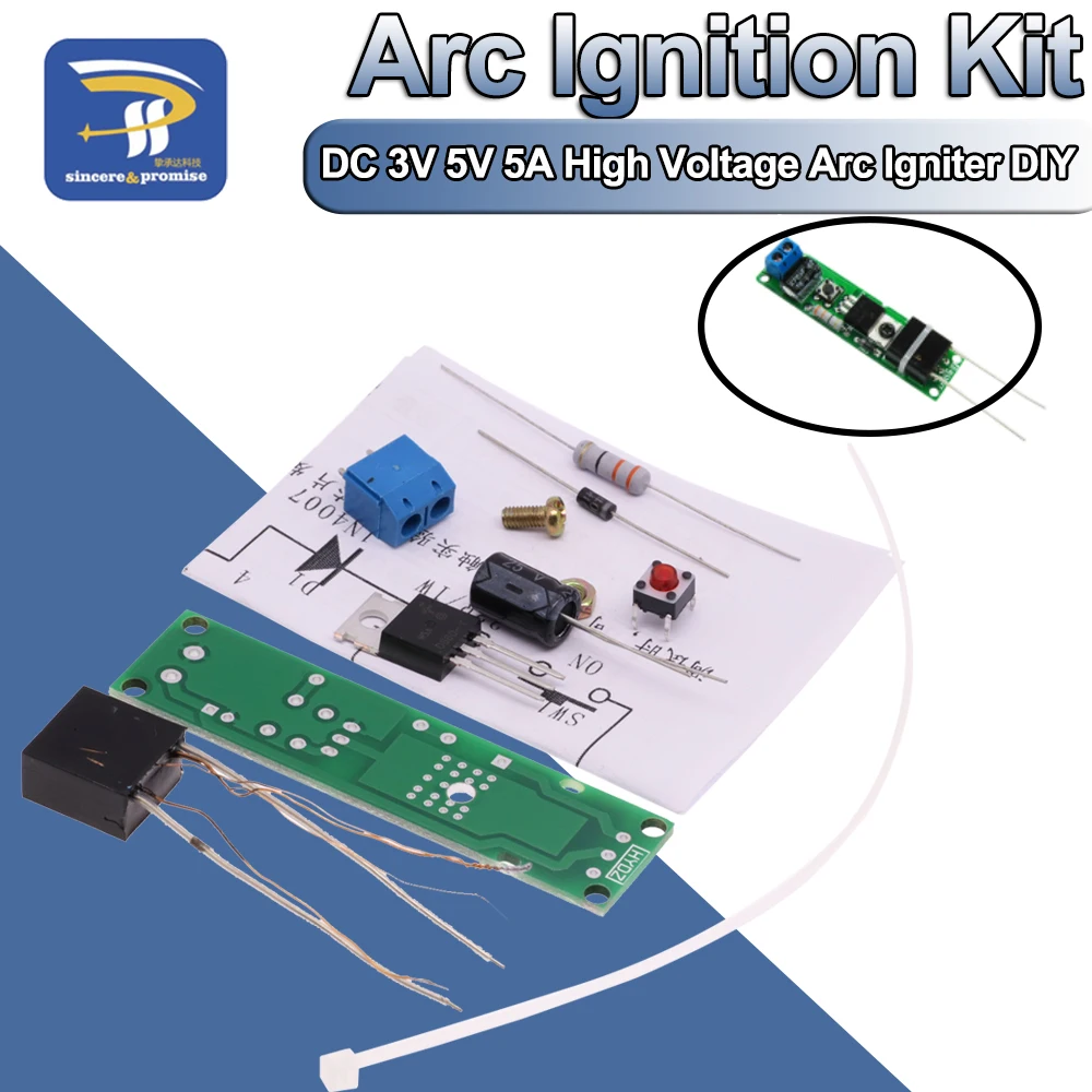 High Voltage Igniter DIY Kit Arc Ignition Parts DIY Kit Arc Generator Arc Cigarette Igniter Module PCB Board DC 3V 5V 5A