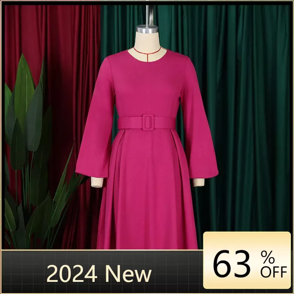 

2023 Autumn/Winter New Women's Dress Fashion Round Neck Long Sleeve Swing Dress Casual and Temperament Elegant Women's Dress