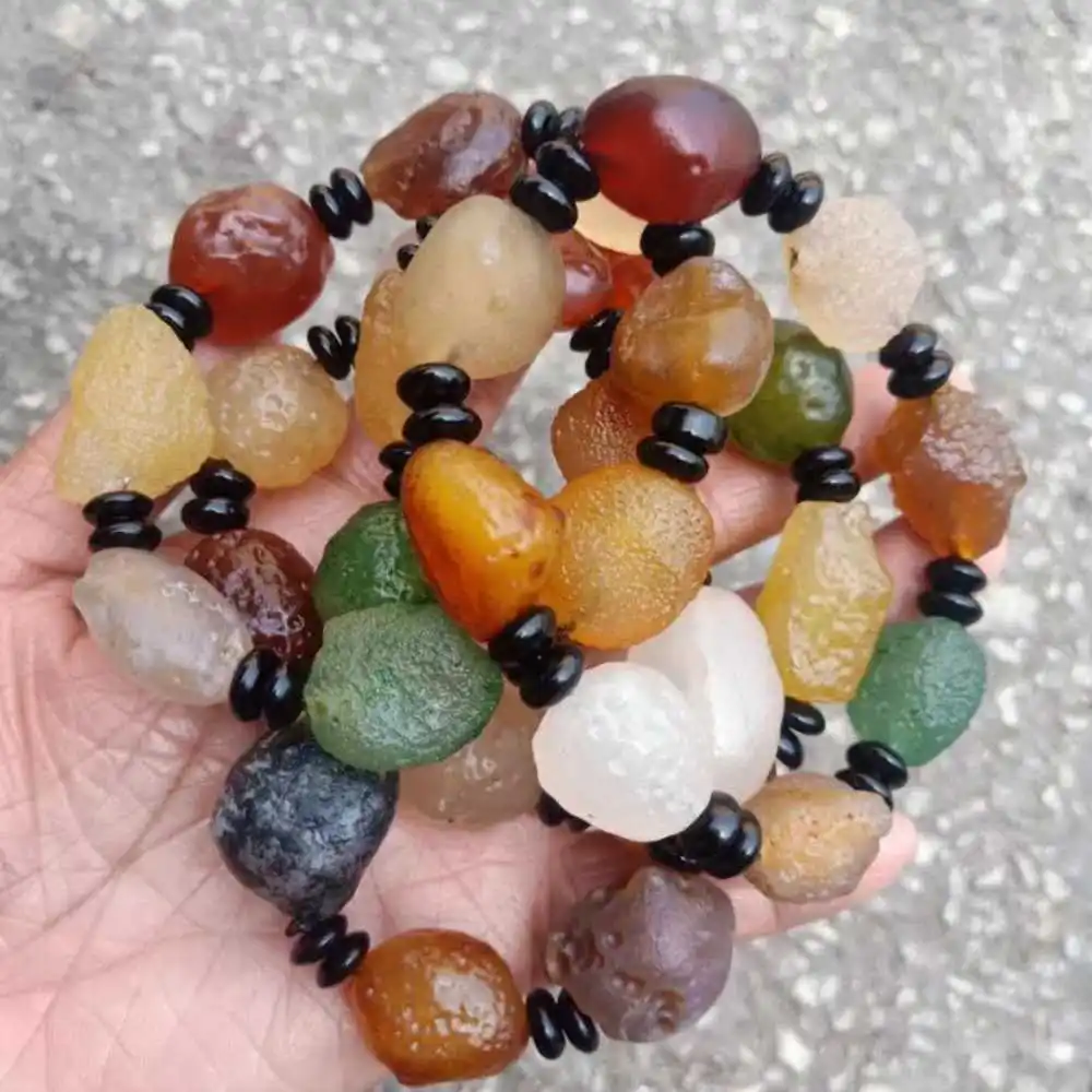 1pcs 14mm Natural Jade Colored Gemstone Cuff Mala Lucky Bracelet Link Karma Trendy Eco-Friendly Chain Beaded Prayer