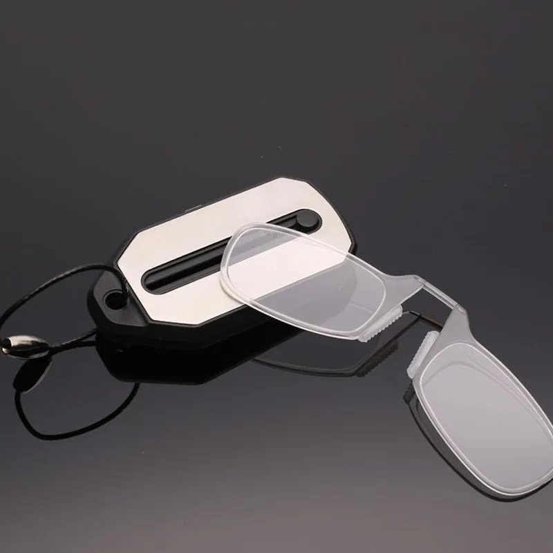 Folding Key Chain Men Women Portable Ultra-light Diopter Reading Glasses Legless Nose Clip Smart Magnifier Glasses Mini