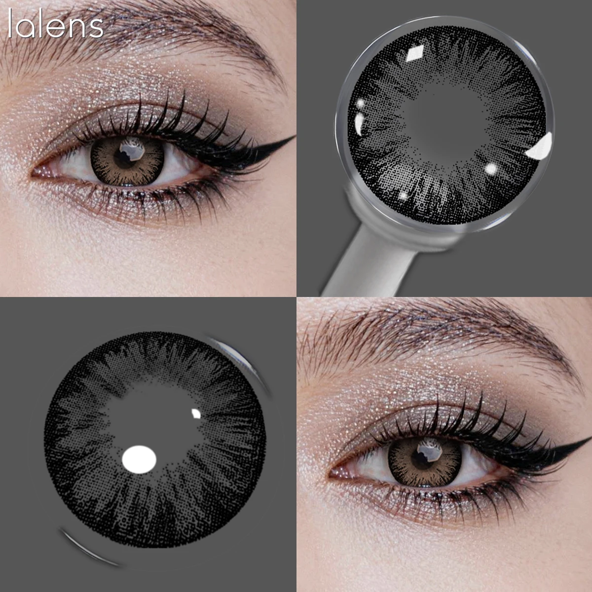 VISUASHOW natürliche schwarze farbige Kontaktlinsen 1 Paar 14,2 mm halbjährig weich für tägliches Augen Make-up – Detail 2