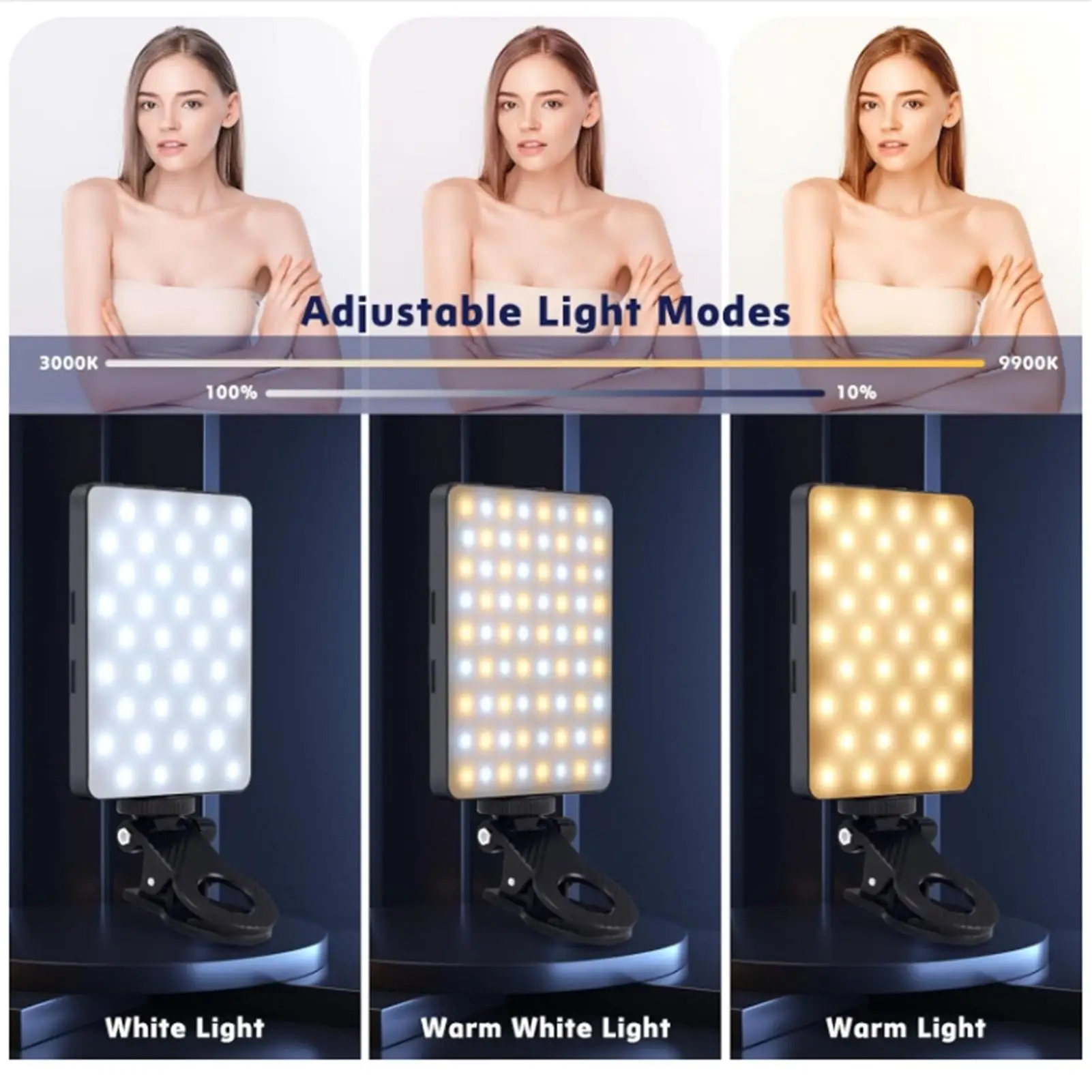 

60 LED RGB Video Light Phone Fill Light Rechargeable Portable Lanterns Ajusted 3 Modes 2500-6500K Portable Selfie Lighting