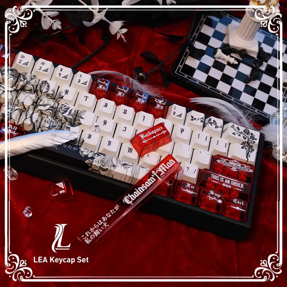 New Makima Theme Anime Keycaps Set PBT PC Keyboard Caps Customized Cherry Profile Keycaps for Mechanical Keyboard Accessories
