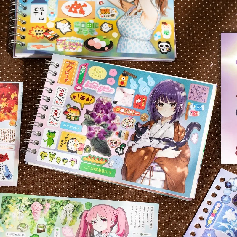 Cute Cartoon Die-Cut Coil Binding Sticker Book Vintage Comic Characters Girl Series for Journal DIY Scene Decoration Supplies