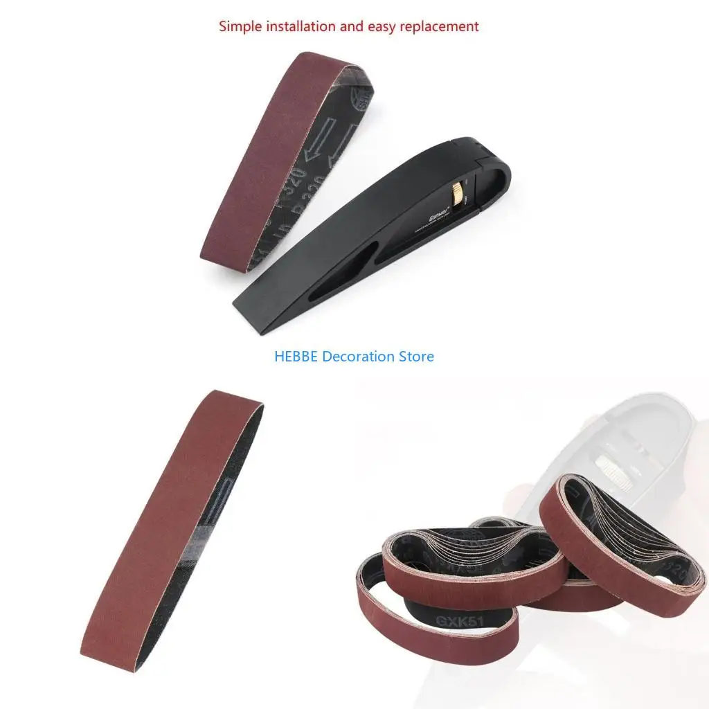 B0KC 10 Pcs/Set 120/320/600 Grits Sanding Belts Anti-clogging Functions Sanding Band