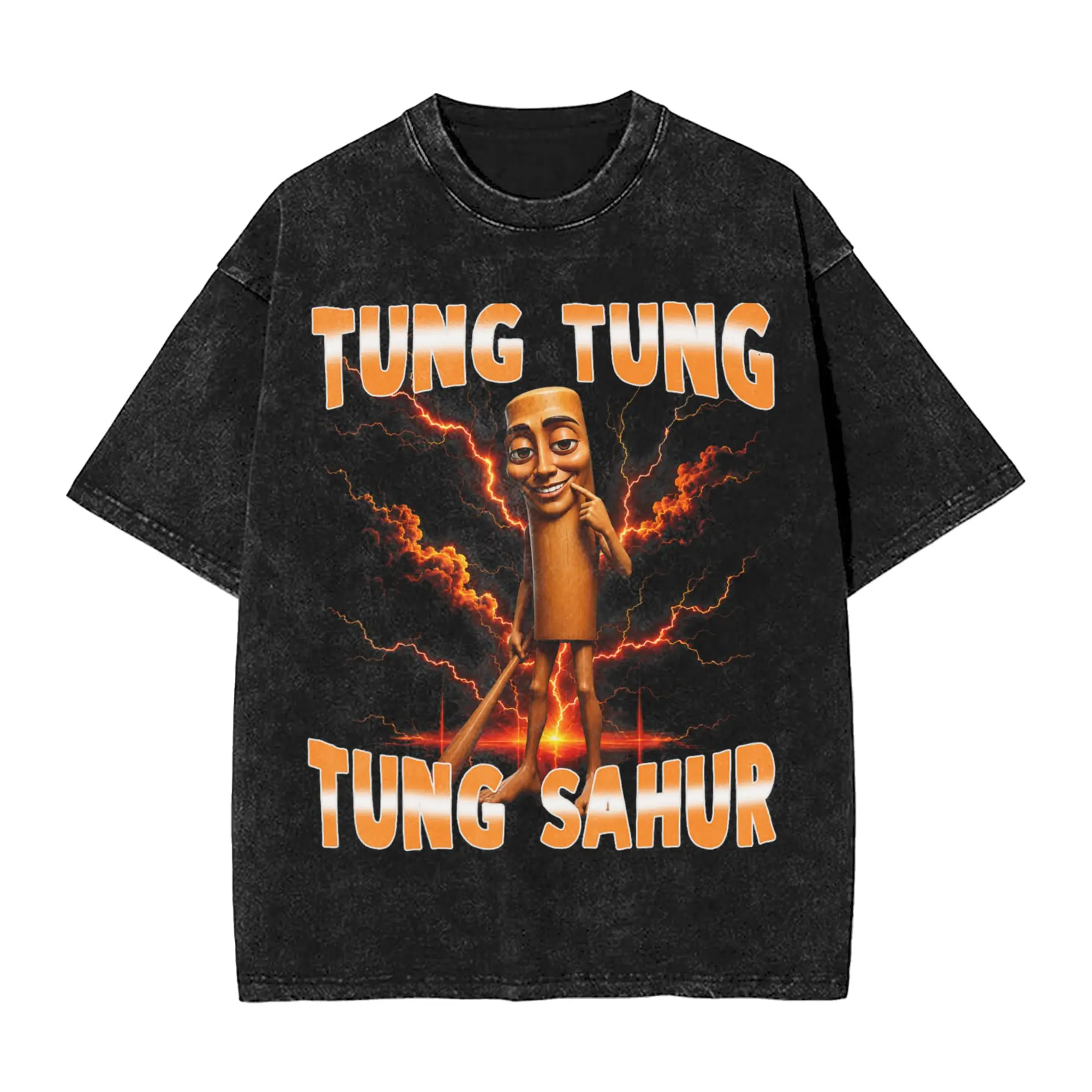 Tung Tung Tung Sahur Smirking Funny Brainrot Meme Men's T Shirts Leisure Tee Shirt Short Sleeve O Neck T-Shirt Cotton Gift Tops
