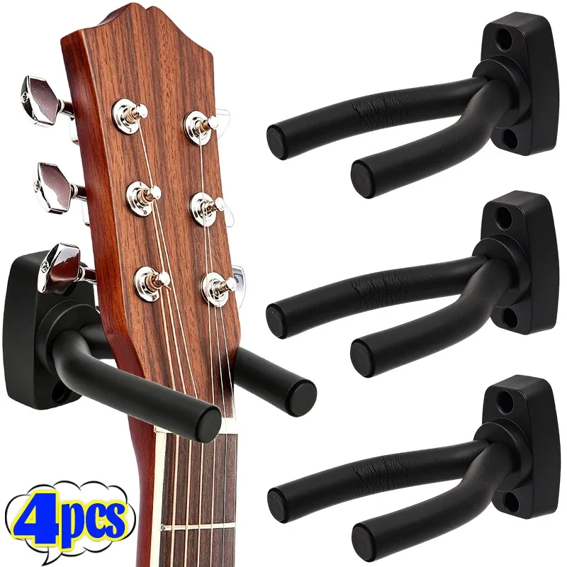 Wandhalterung für Gitarre, Akustikgitarre, E-Gitarre, Bass, Ukulele, Violine, Platzsparende Schwerlast-Stahlhaken mit Rutschfesten Schaumstoffpolstern