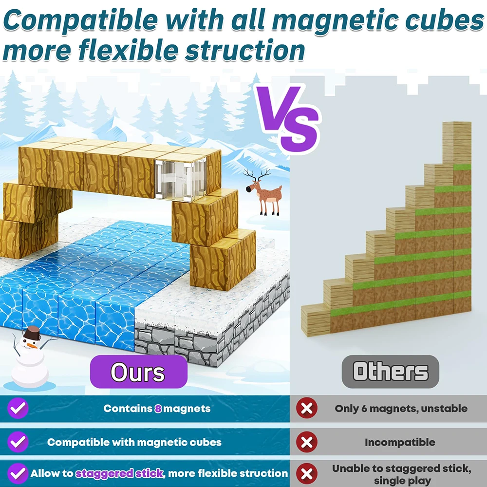 Magnet Cubes for Kids Toys Custom Pattern Puzzle Educational Plastic Magnetic Cube Building Blocks