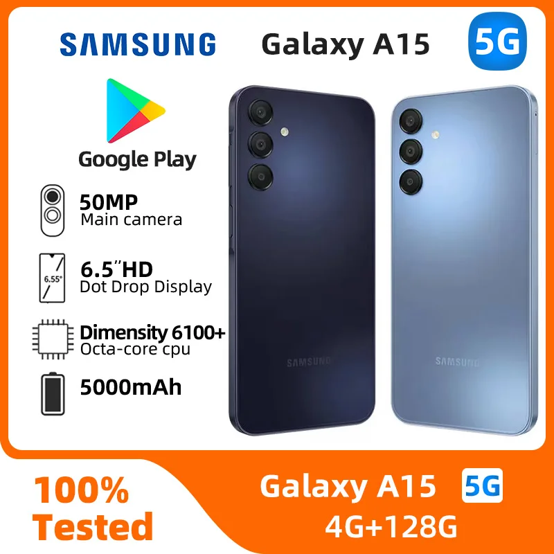 Samsung Galaxy A15 5g Smartphone Dimensity 6100+ 6.5-inches Screen 4RAM 128GB Android Original Used Phone