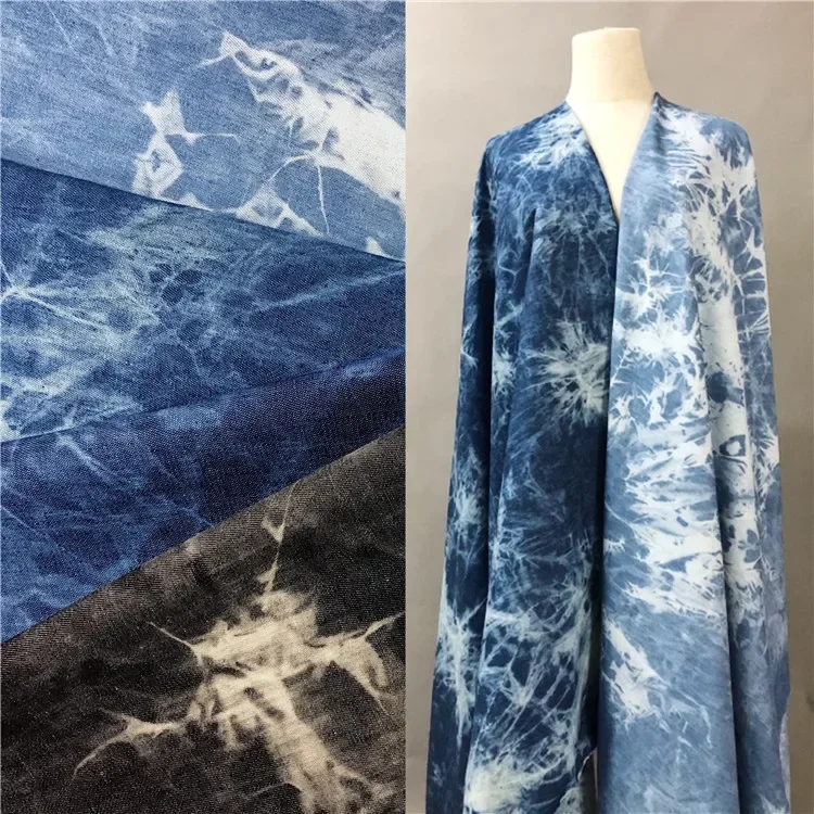 Denim Fabric By The Meter for Skirts Clothes Sewing Fashion Tie-dye Flower Jeans Cloth Breathable Comfortable Soft Skin-friendly