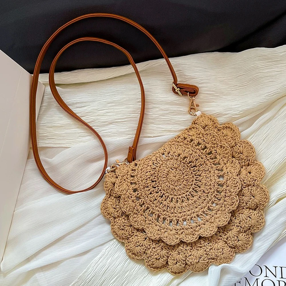 

French Lace Hollow Woven Bag 2025 New Summer Fresh Beach Vacation Straw Weaving Bag Single Shoulder Slant Wersatile Cross Bag