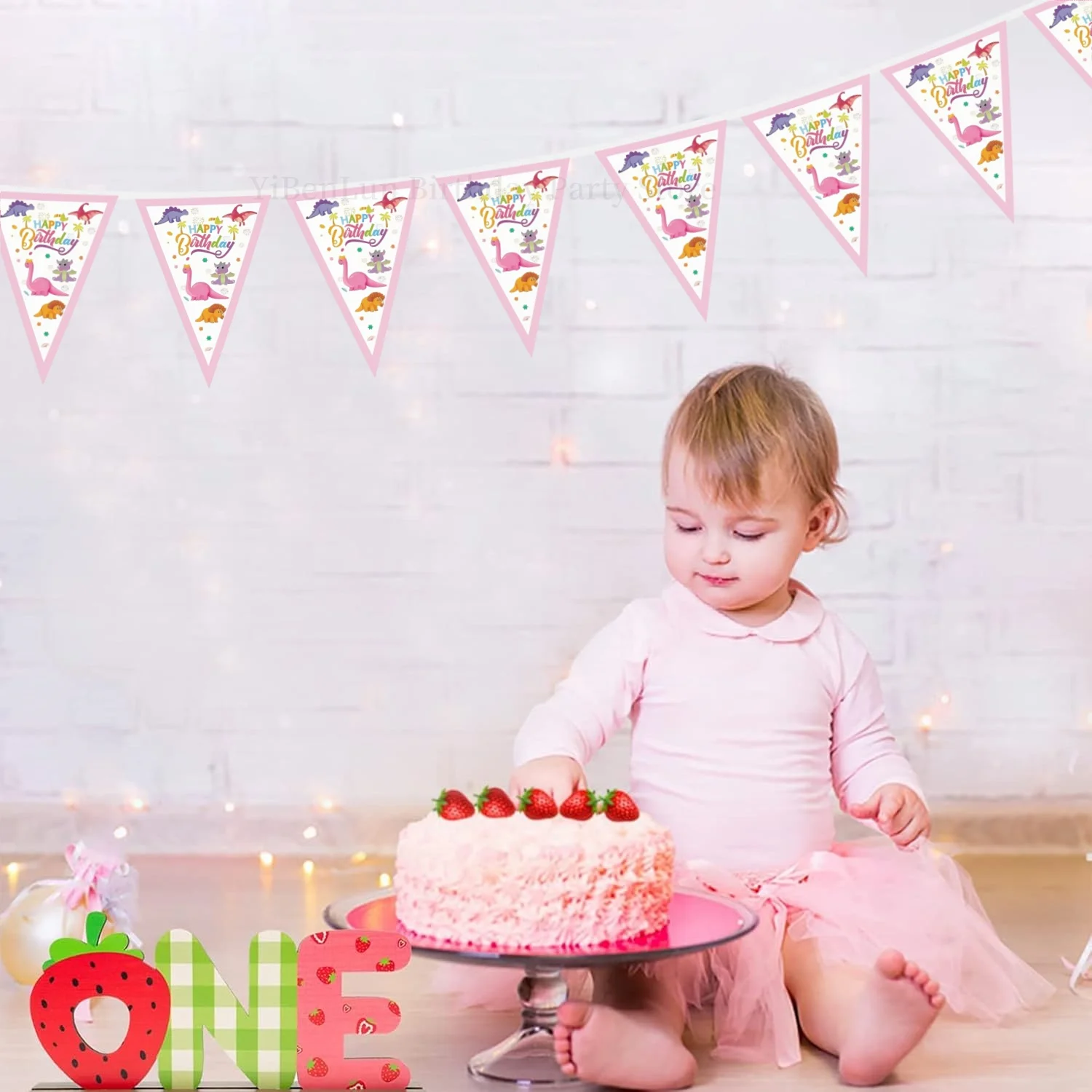 Dinosaurier Alles Gute zum Geburtstag Girlande Banner Party Flagge Banner Bunting Wimpel Girlande Flagge Kinder Party Gefälligkeiten Hängen Dekor Liefert – Detail 4