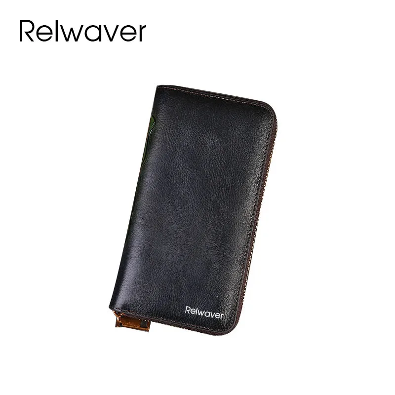 Relwaver cow leather clutch purse 2024 spring summer lotus embossing genuine leather women wallet Chinese style zipper wallet