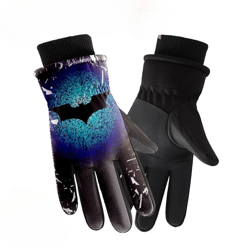 Sarung tangan layar sentuh anti angin hangat untuk musim gugur dan musim dingin, bertema film anime Batman dari Beast Kingdom, hadiah kreatif.