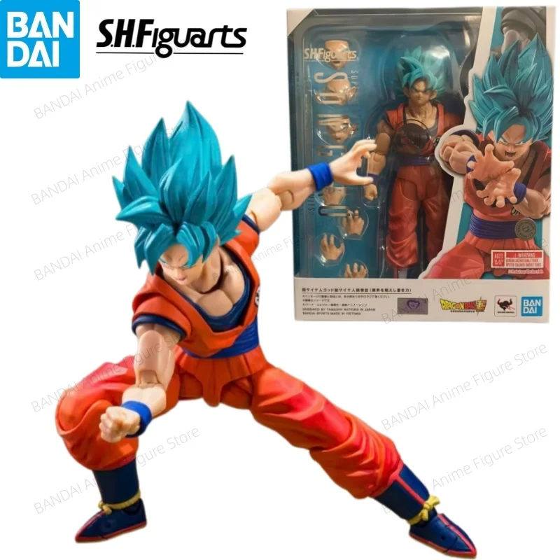 Image of [Auf Lager] 100% Original BANDAI S.H.Figuarts Super SSB Son Goku Super Saiyan Blue SHF Actionfigur Modell Sammlerstück Geschenkidee