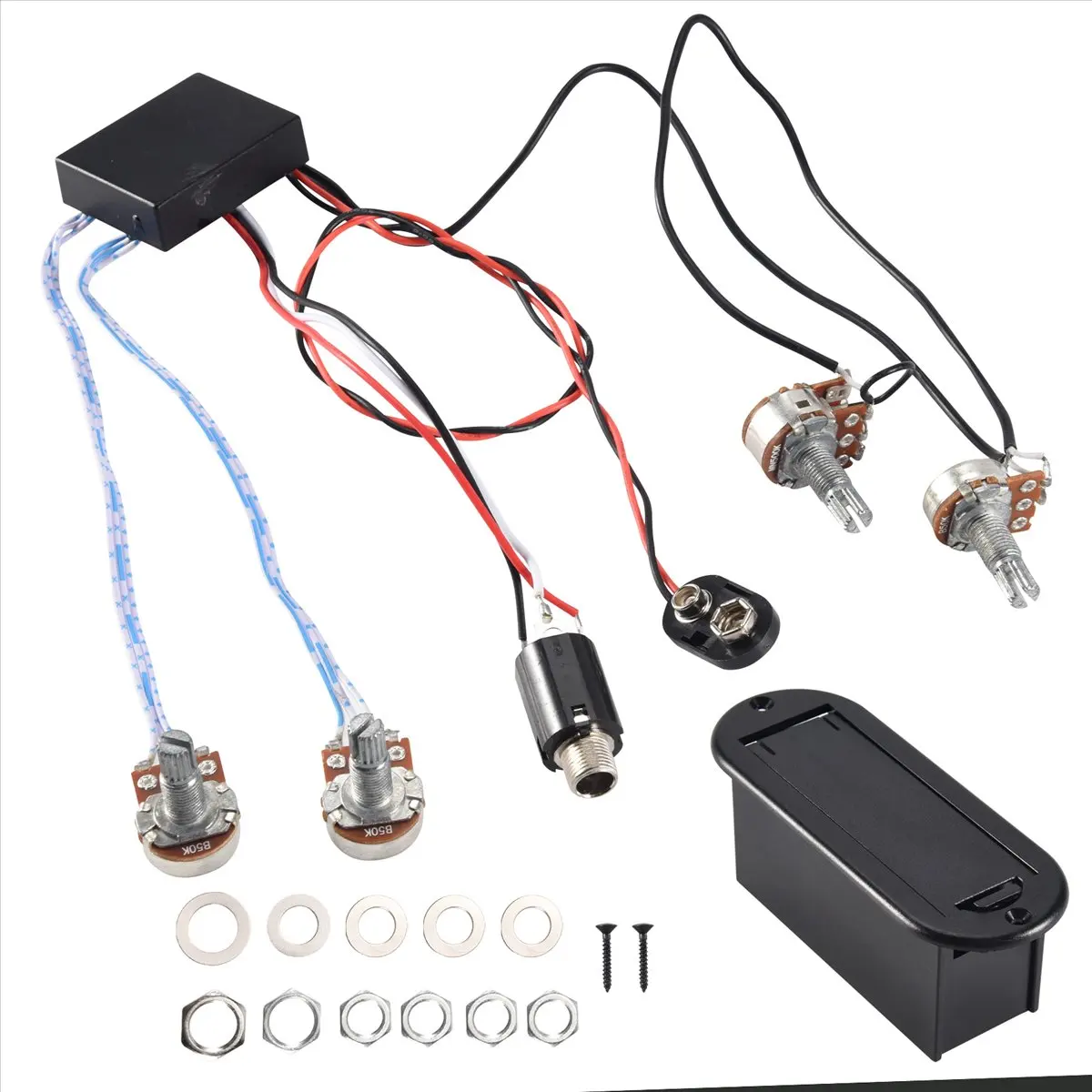 ●2 Band Active Bass Guitar EQ Equalizer Preamp Circuit Pickup Black
