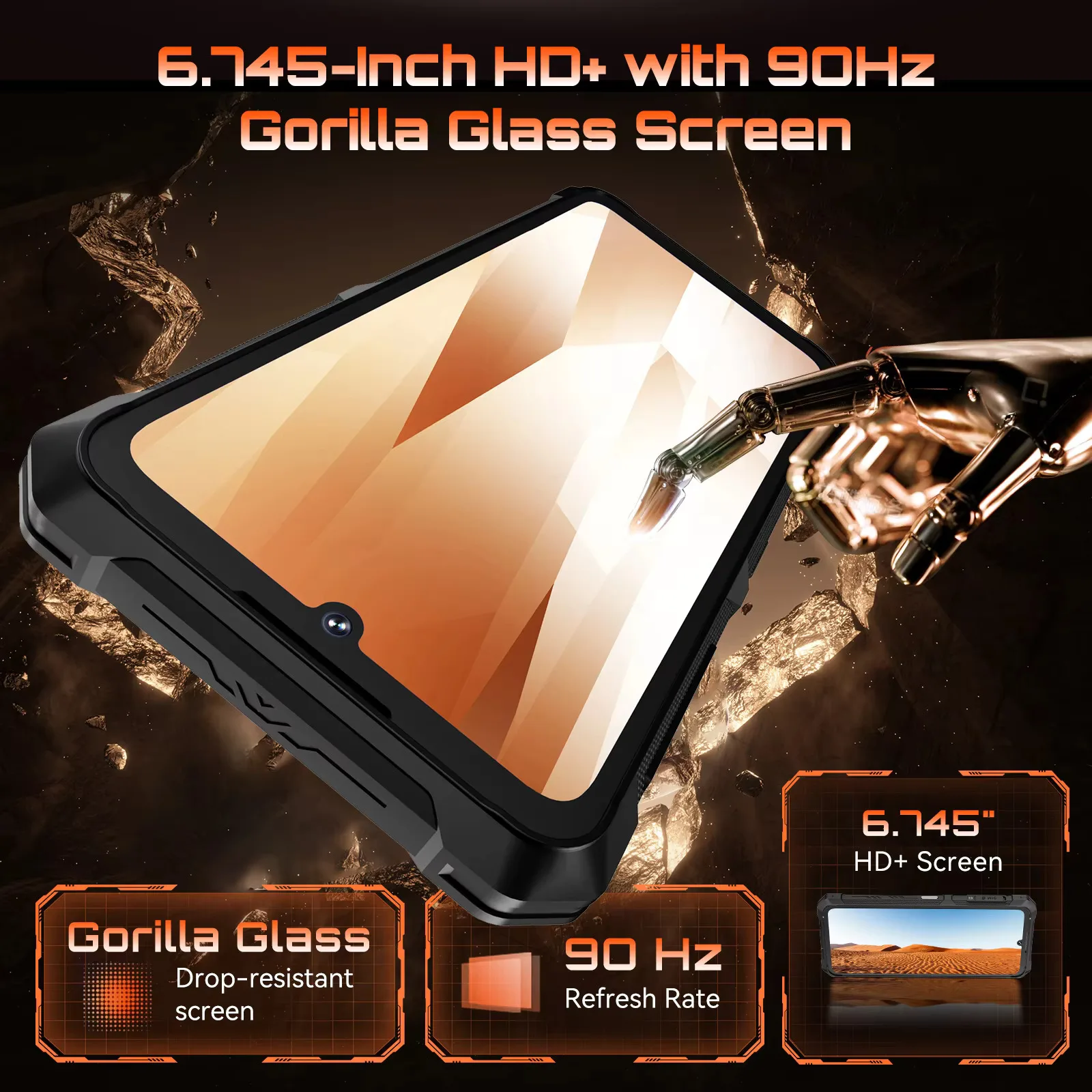 Cubot KingKong ES 3 Rugged Smartphone Android 15 10200mAh Battery 16GB RAM(6+10)+256GB ROM 6.745" 90Hz Screen NFC Face ID