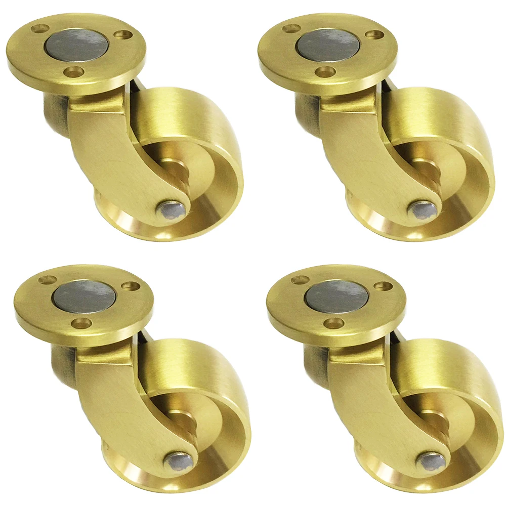 

4PCS 34mm Solid Brass Casters Table Chair Sofa Couch Cabinet Feet Castors 360° Rotary Wheels Smoothly Moving Furniture Rollers