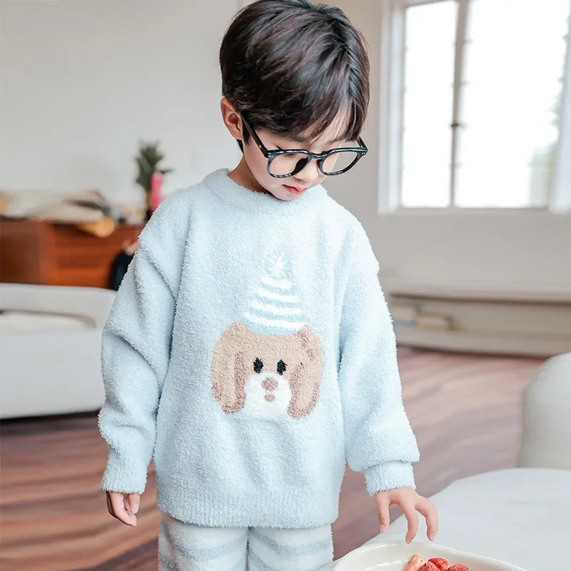 Fairy Tale Memory Boys' Sleepwear Autumn/Winter 2025 New Children's Winter Clothing Coral Velvet Set Boys' Velvet Home Clothes