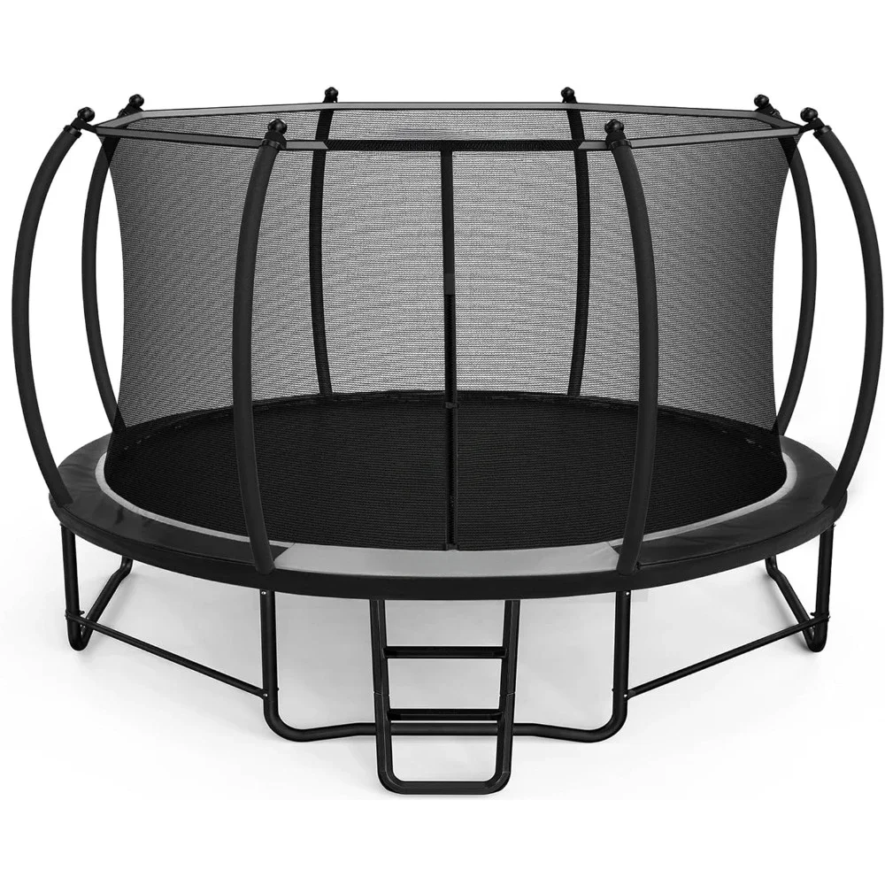 

Trampoline 12FT Recreational Trampoline with Enclosure for Kids Adults,Outdoor Trampoline with Wind Stakes and Ladder for Kids