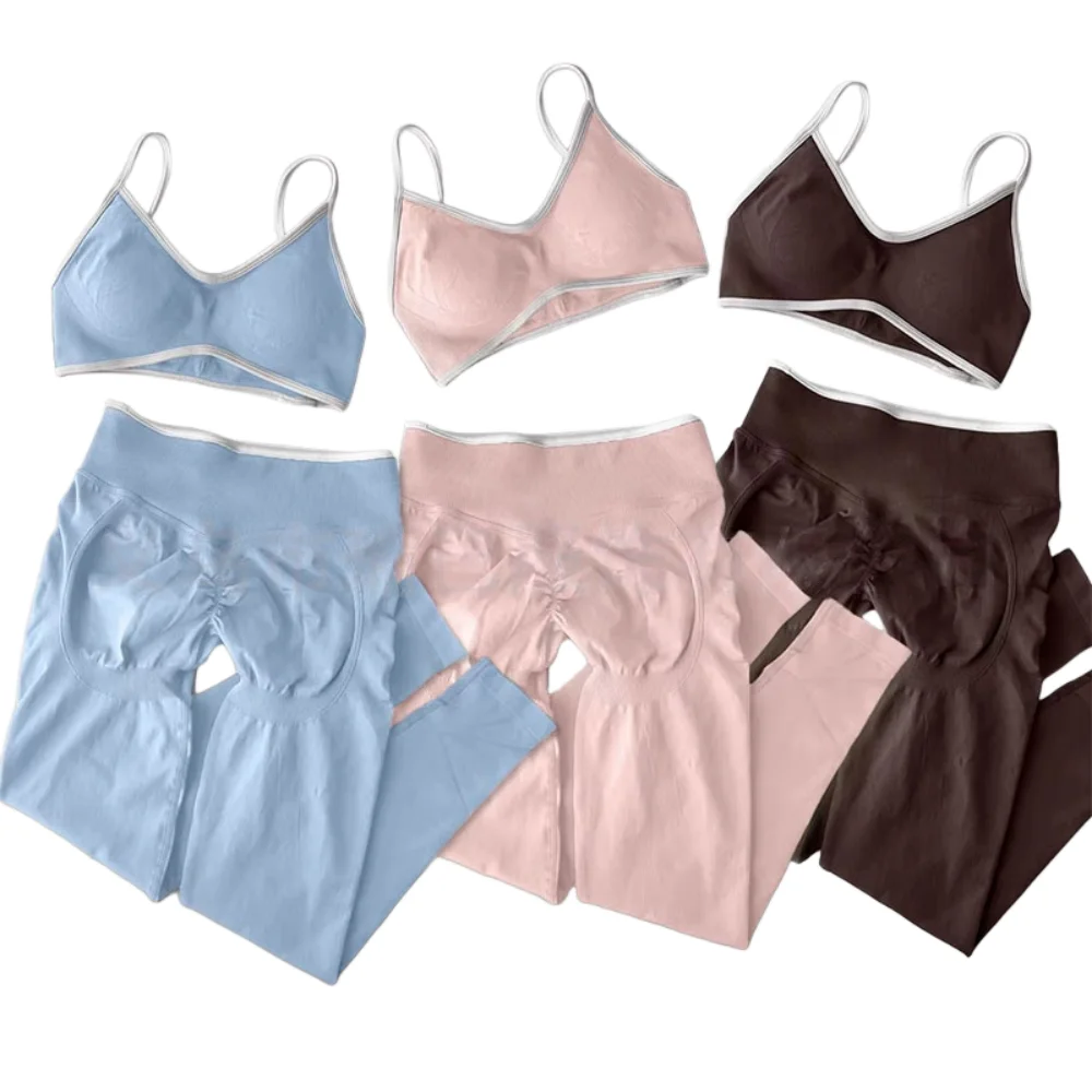 

2025 Seamless Tight Peach-Colored Butt-Lifting Women's Athletic Leggings for Running Fitness Warm Yoga 2-Piece Set for Christmas