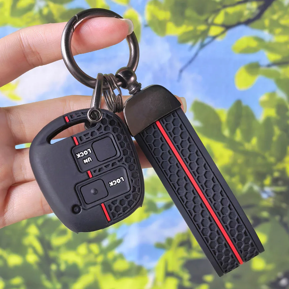 Non-Slip Honeycomb Key Protector With Keychain For Toyota Yaris Carina 120 Corolla Avensis Land Cruiser Camry RAV4 Prado