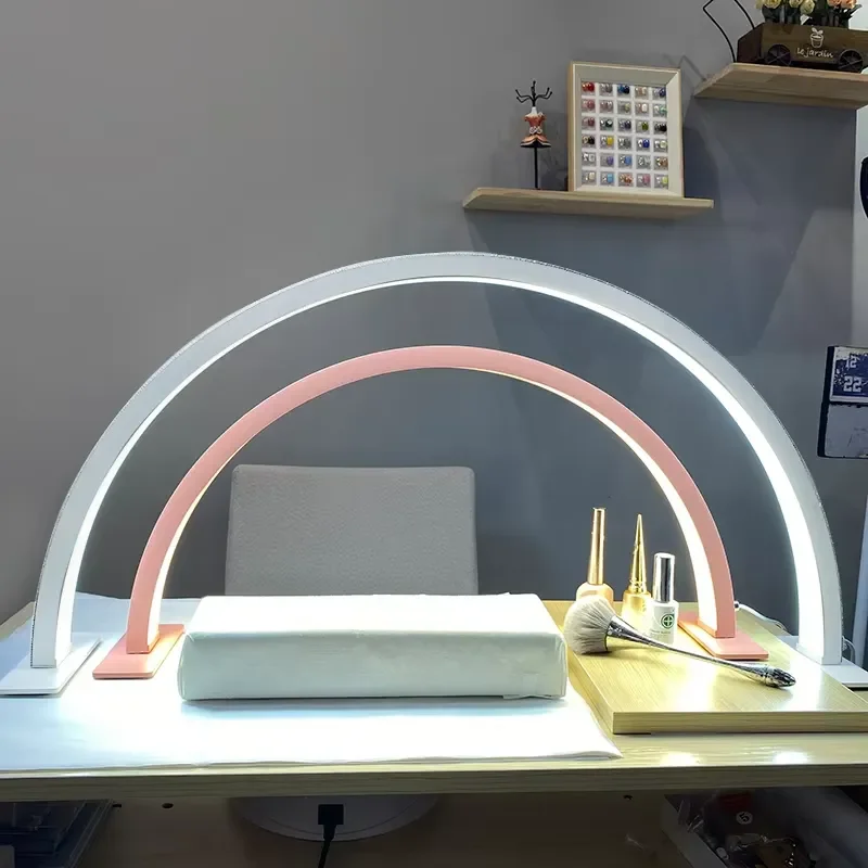 48W Half Moon Lamp For Nail Desk Dimmable 3000K-6000K Makeup Manicure Beauty Salon Touch Switch LED Light Half Moon Nail Lamp